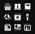 Set Retro typewriter, Information, Notebook, News, Breaking news, World and Live stream icon. Vector