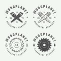 Set of retro vintage carpentry, woodworks and mechanic labels