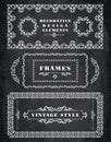 Set of Retro Vintage Frames and Borders. Chalk Board Background Royalty Free Stock Photo