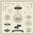 Set of retro vintage linear thin line art deco design elements Royalty Free Stock Photo