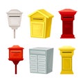 Set of retro vintage mailboxes for correspondence vector illustration