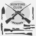 Set of retro weapons labels, emblems and design elements. Royalty Free Stock Photo