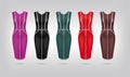 Set of 5 retro woman dresses. Vector art image illustration Royalty Free Stock Photo