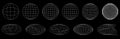 Set of retrofuturistic planet in circle and ellipse shapes