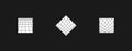 Set of retrowave design elements, squares and rhombuses. Squares and rhombus with diagonal stripes and perspective grid