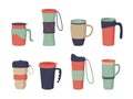 Set of Reusable cups, tumblers and thermo mug with cover