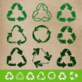 Set of reuse, reduce, recycle poster design. Include reuse green and white symbol image, reuse paper texture in swatch palette and