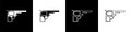 Set Revolver gun icon isolated on black and white background. Vector Royalty Free Stock Photo