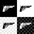 Set Revolver gun icon isolated on black and white, transparent background. Vector Royalty Free Stock Photo