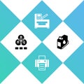Set RGB color mixing, Printer, Copy machine and ink cartridge icon. Vector Royalty Free Stock Photo