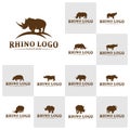 Set of Rhino logo design vector template. Vector rhino silhouette. Icon Symbol Royalty Free Stock Photo