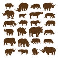 Set of Rhino logo design vector template. Vector rhino silhouette. Icon Symbol Royalty Free Stock Photo