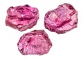 Set of Rhodolite pyrope garnet crystals isolated