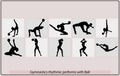 Set of rhythmic gymnastics silhouettes,Rhythmic gymnastics silhouette sport vector illustration Royalty Free Stock Photo