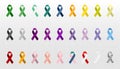 Set ribbon all cancers. Cancer awareness ribbons