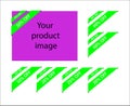 A set of ribbon corner banners of green color with information on the percentage of discounts. Royalty Free Stock Photo