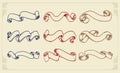 Set Ribbon Design Flourish engraving Royalty Free Stock Photo