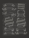 Set of ribbons in vintage style with chalkboard Royalty Free Stock Photo