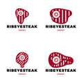 Set of Ribeye Steak Icon Logo Design Template