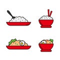 Set of rice and fried rice vector illustration isolated on white background