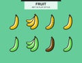 Set of ripe and overripe bananas