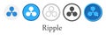 Set of ripple crypto currency icons