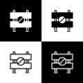 Set Road barrier icon isolated on black and white background. Symbol of restricted area which are in under construction Royalty Free Stock Photo