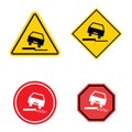 Set of Road danger car icon, traffic street caution sign, roadsign vector illustration, warning vehicle