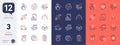 Set of Road, Mobile inventory and Return parcel line icons. For design. Vector