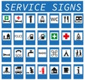 A set of road signs indicating the service Royalty Free Stock Photo