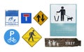 Set of road signs on white background Royalty Free Stock Photo