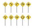 Set of road signs isolated on white background. Vector Royalty Free Stock Photo