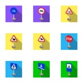 Set of road signs. Signs of prohibition, permission, priority. Road signs icon in set collection on flat style vector