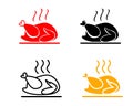 Set of Roasted chicken icons, vector