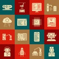 Set Robot doctor, 3D printer, Computer monitor screen, Software, web developer programming code, Internet things, 3d
