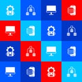 Set Robot setting, Server, Data, Computer monitor and Cloud technology data transfer icon. Vector Royalty Free Stock Photo