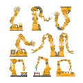 Set of robotic arms, hands. Vector robot icons set. Royalty Free Stock Photo