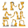 Set of robotic arms, hands. Vector robot icons set. Royalty Free Stock Photo