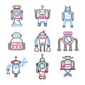 Set of robots for different tasks Royalty Free Stock Photo