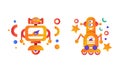 Set of Robots Icons, Funny Service Chatbots, Artificial Intelligence Flat Vector Illustration