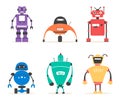 Set of robots. Vintage style. Cartoon vector illustration Royalty Free Stock Photo