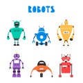 Set of robots. Vintage style. Cartoon vector illustration Royalty Free Stock Photo