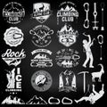 Set of Rock Climbing club badges with design elements Royalty Free Stock Photo