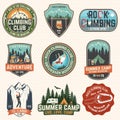 Set of Rock Climbing club and summer camp badges. Vector. Royalty Free Stock Photo