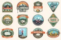 Set of Rock Climbing club and summer camp badges. Vector Concept for shirt or print, stamp, patch or tee. Vintage Royalty Free Stock Photo