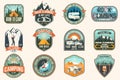 Set of Rock Climbing club and summer camp badges. Vector Concept for shirt or print, stamp, patch or tee. Vintage Royalty Free Stock Photo