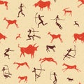 Set of rock paintings pattern