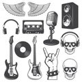 Set of rock and roll music elements.