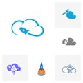 Set of Rocket Cloud logo icon vector template, Creative design, Symbol Royalty Free Stock Photo