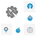 Set of Rocket Gear logo icon vector template, Creative design, Symbol Royalty Free Stock Photo